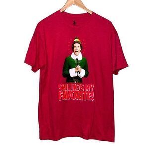Ripple Junction Elf Movie "Smiling's My Favorite" Red T-Shirt Unisex Size L